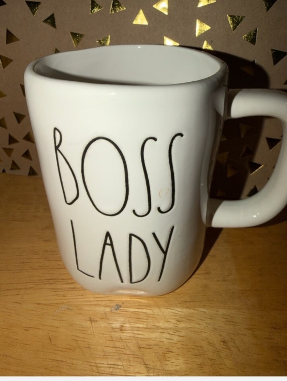 Rae Dunn White Mug with Black "BOSS LADY" Lettering